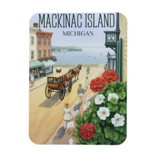 Vintage Mackinac Island Michigan mit Blumen Gesche Magnet