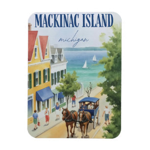 Vintage Mackinac Island Michigan mit Blumen Gesche Magnet