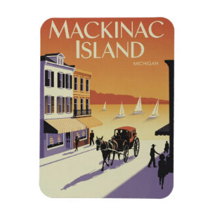 Vintage Mackinac Island Michigan mit Blumen Gesche Magnet