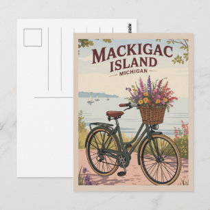 Vintage Mackinac Island Michigan mit Blumen Gesche Postkarte