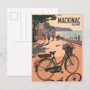 Vintage Mackinac Island Michigan mit Blumen Gesche Postkarte