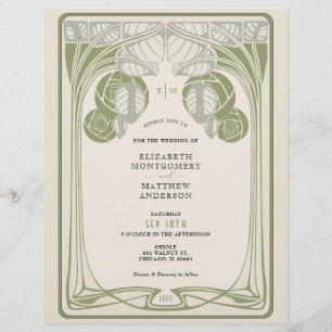 Vintage-Mackintosh-Bäume in Blüte Salbeigrün Flyer