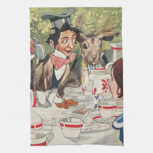 Vintage Mad Hatter-Teeparty-Alice-Illustration Geschirrtuch