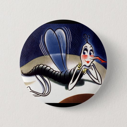 Vintage Madame Malaria-Mücke Button (Vorderseite)
