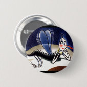 Vintage Madame Malaria-Mücke Button (Vorne & Hinten)