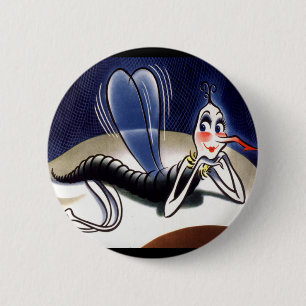 Vintage Madame Malaria-Mücke Button