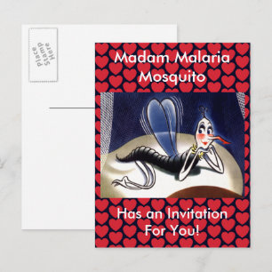 Vintage Madame Malaria Mücke Einladungspostkarte