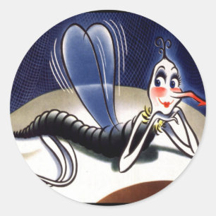Vintage Madame Malaria Mücke Runder Aufkleber