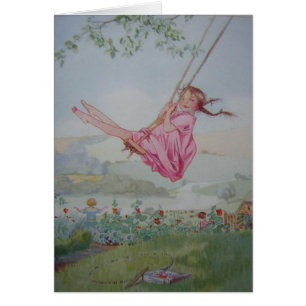 Vintage - Mädchen auf einer Schaukel,