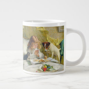 Vintage Mädchen beim Gebet mit Katze und Hund Art  Jumbo-Tasse