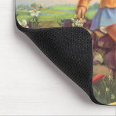 Vintage Mädchen beobachten Vögel in einem Baum, Fr Mousepad (Ecke)