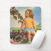 Vintage Mädchen beobachten Vögel in einem Baum, Fr Mousepad (Mit Mouse)