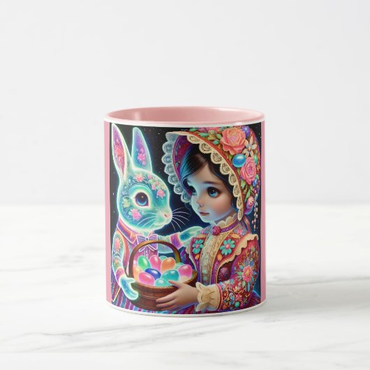 VINTAGE MÄDCHEN Bunny ~ Tasse (Zentrum)