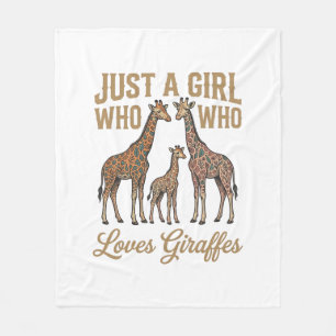 Vintage Mädchen, das Giraffen Liebt T-Shirt Design Fleecedecke