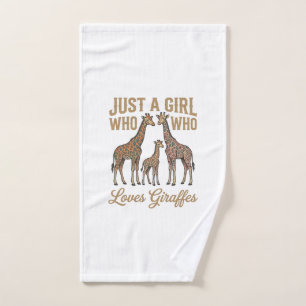 Vintage Mädchen, das Giraffen Liebt T-Shirt Design Handtuch