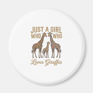 Vintage Mädchen, das Giraffen Liebt T-Shirt Design Magnet