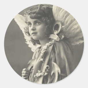 Vintage Mädchen Engel Symbol der Hoffnung 1900er A Runder Aufkleber