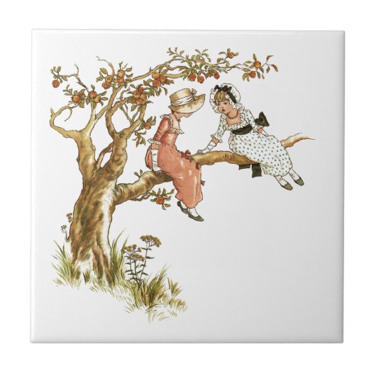 Vintage Mädchen Fliese (Vorderseite)