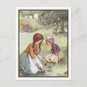 Vintage Mädchen in Orchard von Anne Anderson Postkarte