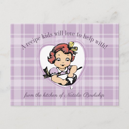 Vintage Mädchen kochen Kochkarte Postkarte (Vorderseite)