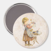 Vintage Mädchen Magnet (Vorderseite/Rückseite)