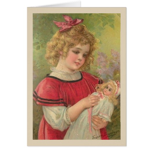 Vintage - Mädchen mit ihrer Puppe, (Vorne)
