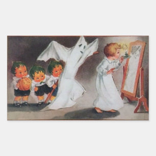 Vintage Mädchen mit Kerze Halloween Aufkleber