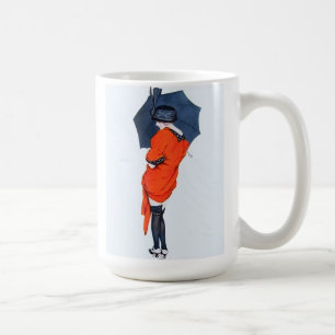 Vintage Mädchen mit Regenschirm Kaffeetasse