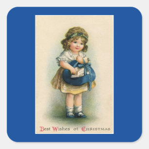 Vintage Mädchen mit Sack Aufkleber