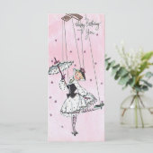 Vintage Mädchen mit Schnüren Geburtstag Flat Card (Stehend Vorderseite)