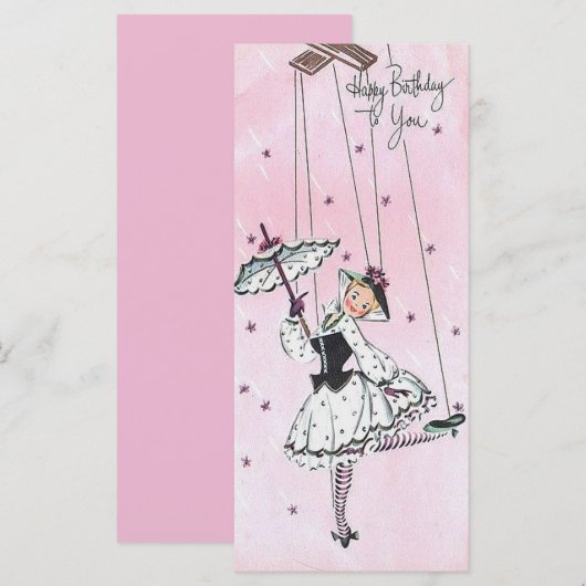 Vintage Mädchen mit Schnüren Geburtstag Flat Card (Vorne/Hinten)