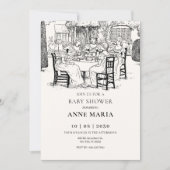 Vintage Mädchen mit Teeblätterdusche Einladung (Vorderseite)