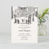 Vintage Mädchen mit Teeblätterdusche Einladung (Stehend Vorderseite)