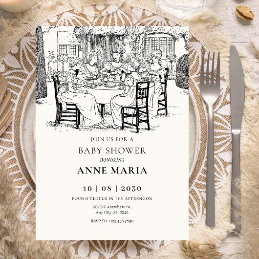 Vintage Mädchen mit Teeblätterdusche Einladung