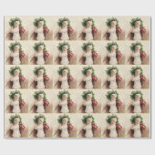 Vintage Mädchen mit Weihnachtsbaum, Ellen Clapsadd Geschenkpapier (Flach)