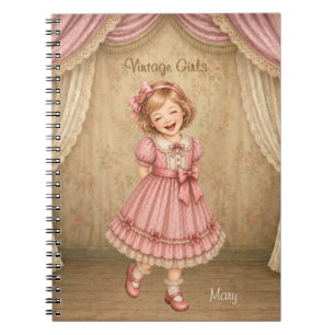 Vintage Mädchen Notizbuch mit Mary Happy Laughing Notizblock