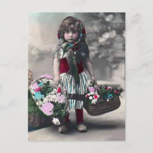 vintage Mädchen Postkarte (Vorderseite)