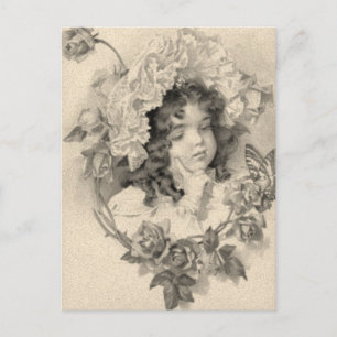 Vintage-Mädchen Postkarte