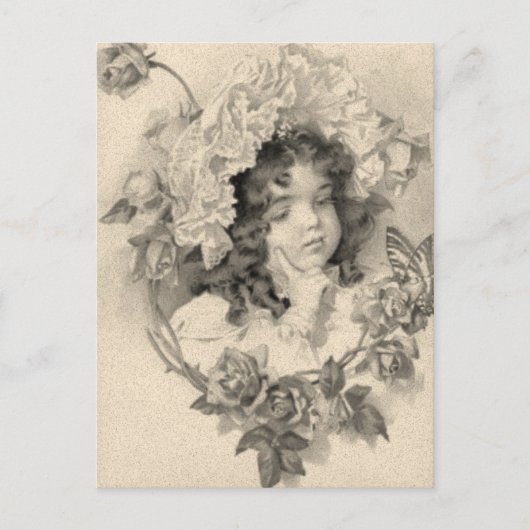 Vintage-Mädchen Postkarte (Vorderseite)