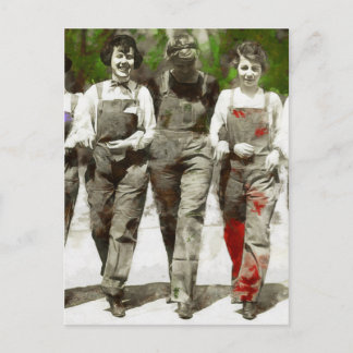 Vintage Mädchen - Spaß, feministische Kunst Postkarte