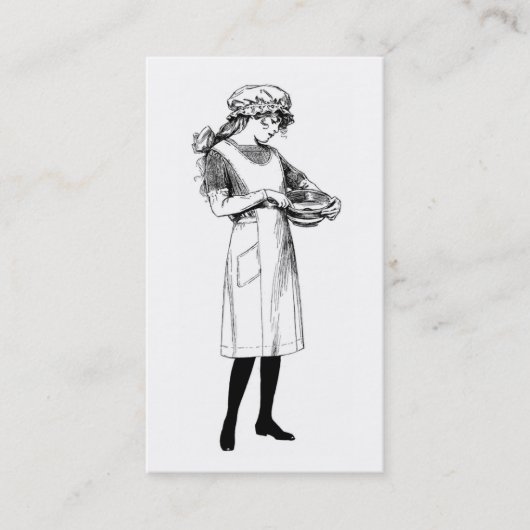 Vintage Mädchen und Backmischerin oder Konditor Visitenkarte (Vorderseite)
