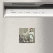 Vintage Mädchen und Hühner Magnet (In Situ (Geschirrspüler))