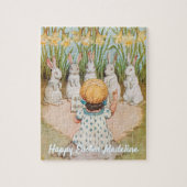 Vintage Mädchen und Osterhasen singen Puzzle (Vertikal)