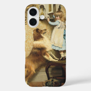 Vintage Mädchen und Sheltie-Hunde-Kunst Geheimnisv iPhone 16 Hülle