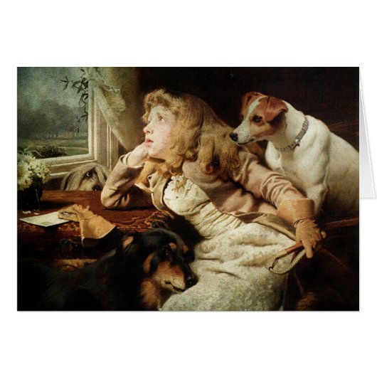 Vintage Mädchen und zwei Hunde (Vorderseite (Horizontal))
