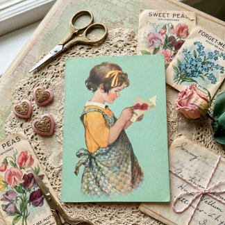 Vintage Mädchen & Valentinsgruß Jessie Wilcox Smit Karte