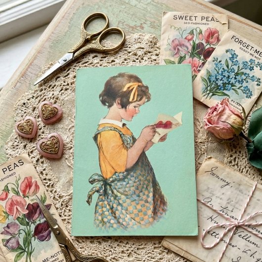 Vintage Mädchen & Valentinsgruß Jessie Wilcox Smit Karte