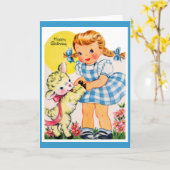 Vintage Mädchengrußkarte Karte (Gelbe Blume)