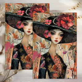 VINTAGE MÄDCHENMÄDCHEN SEIDENPAPIER