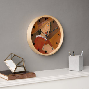 Vintage Mädchenporträtmalerei Uhr